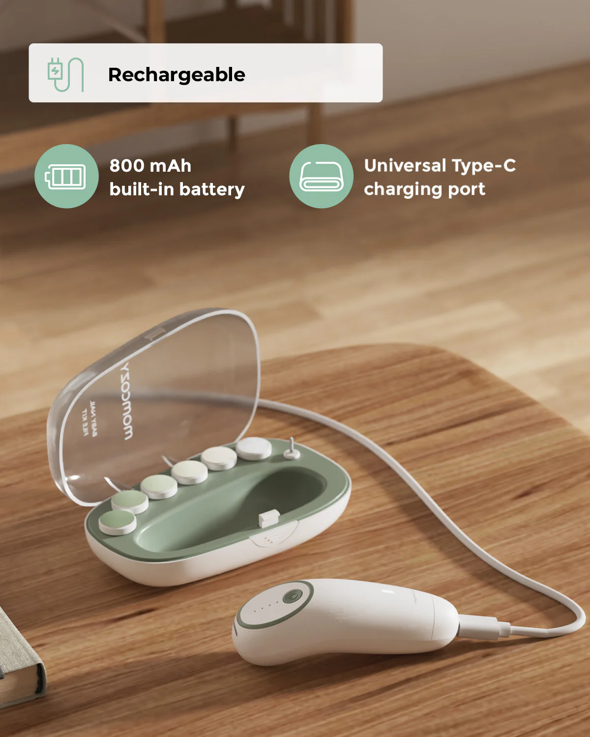 مجموعة مبرد أظافر للأطفال قابلة لإعادة الشحن - أخضر من مامكوزي